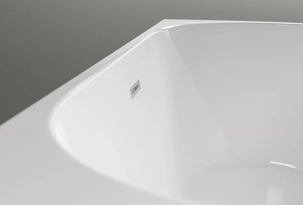 Baignoire D'Angle|Bernstein Baignoire îlot LENA CORNER acrylique blanc brillant - montage gauche -170x75cm - Garantie 5 ans - Avec mitigeur 1521, Sans siphon