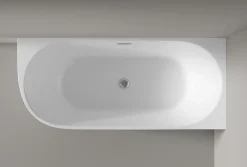 Bernstein Baignoire îlot LENA CORNER acrylique blanc brillant - montage droite -170x75cm - Garantie 5 ans - Avec siphon et mitigeur 8028B