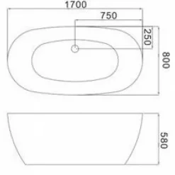 Baignoire Îlot|Sanitaire Baignoire îlot MAUI 170x80 cm avec Robinetterie