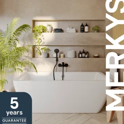 Baignoire Îlot|GoodHome Baignoire îlot Merkys L. 170 cm x l. 75 cm gris
