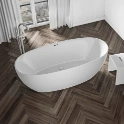 Bernstein Baignoire îlot moderne acrylique pour salle de bain, isolation thermique, Blanc brillant, 170x80x58cm, Garantie 5 ans, BELAQUA