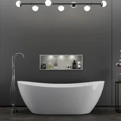 Bernstein Baignoire îlot moderne design acrylique salle de bain - Blanc brillant - 170x72x60cm - Garantie 5 ans - DALIA Blanc brillant