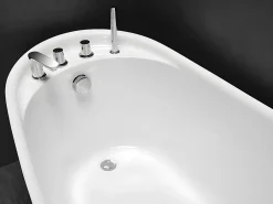 Vente-unique Baignoire îlot NATALIA avec robinetterie - 220L - L150 x P75 x H70cm - Blanche