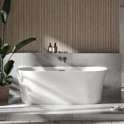 Baignoire Îlot|Bernstein Baignoire îlot NOVA acrylique - 170x80cm - Garantie 5 ans - Sans siphon, Blanc mat, Avec robinet mitigeur 8028B
