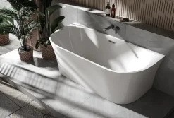Baignoire Îlot|Bernstein Baignoire îlot NOVA acrylique - 170x80cm - Garantie 5 ans - Sans siphon, Blanc mat, Avec robinet mitigeur 8028B