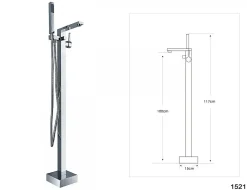 Bernstein Baignoire îlot NOVA CORNER acrylique blanc - montage droite -170x78cm - Garantie 5 ans - Avec robinet mitigeur 1521, Sans siphon