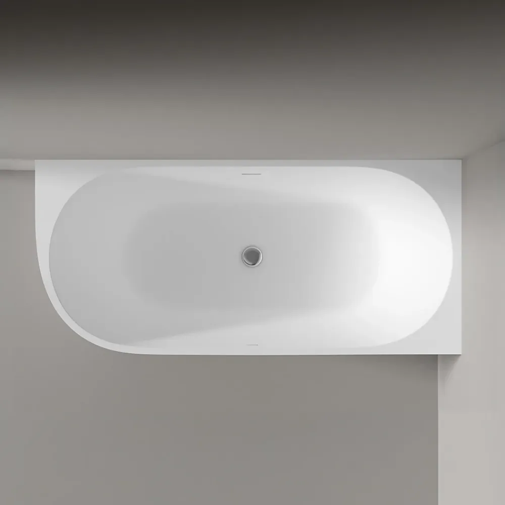 Bernstein Baignoire îlot NOVA CORNER acrylique blanc - montage droite -170x78cm - Garantie 5 ans - Avec robinet mitigeur 1521, Avec siphon
