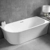 Bernstein Baignoire îlot NOVA CORNER acrylique, 170x78cm, Garantie 5 ans, montage droite, Avec robinet mitigeur 1521, Avec siphon, Blanc mat
