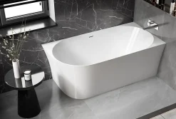 Baignoire Îlot|Bernstein Baignoire îlot NOVA SLIM LINE acrylique - montage droite - Garantie 5 ans - Avec siphon et robinet mitigeur 1523C, 150x78cm