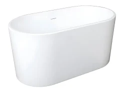 Baignoire Îlot|Vente-unique Baignoire îlot ovale - 180 L - L130 x H58 x P71 cm - Blanche - Acrylique - APOGON