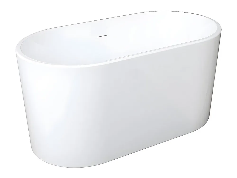 Baignoire Îlot|Vente-unique Baignoire îlot ovale - 180 L - L130 x H58 x P71 cm - Blanche - Acrylique - APOGON