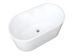 Baignoire Îlot|Vente-unique Baignoire îlot ovale - 180 L - L130 x H58 x P71 cm - Blanche - Acrylique - APOGON