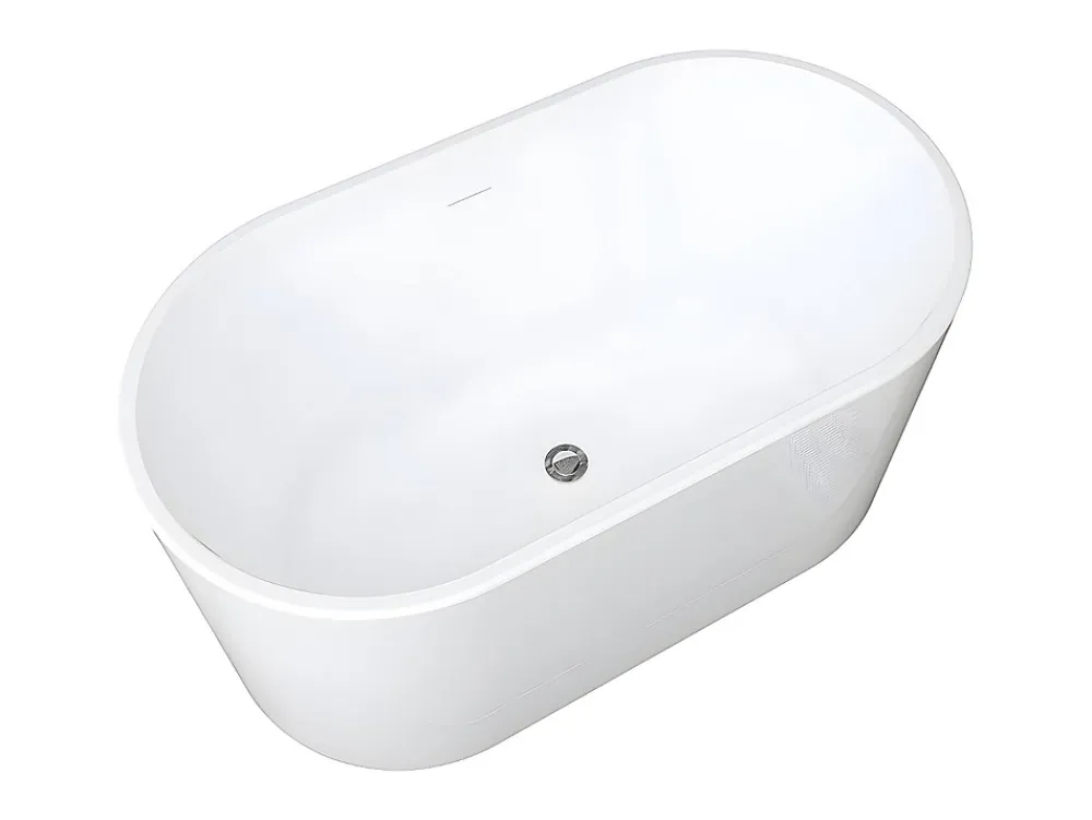 Baignoire Îlot|Vente-unique Baignoire îlot ovale - 180 L - L130 x H58 x P71 cm - Blanche - Acrylique - APOGON