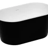 Vente-unique Baignoire îlot ovale - 180L - 130 x 71 x 58 cm - Noire - Acrylique - APOGON