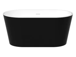 Vente-unique Baignoire îlot ovale - 180L - 130 x 71 x 58 cm - Noire - Acrylique - APOGON