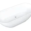 Baignoire Îlot|Vente-unique Baignoire îlot ovale - 210L - 150 x 74 x 57 cm - Blanc brillant - Acrylique - MOBULA