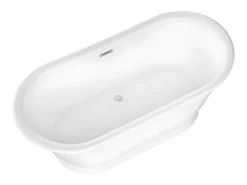 Baignoire Îlot|Vente-unique Baignoire îlot ovale - style retro - 180 L - 150 x 74 x 63 cm - Blanche - Acrylique - PELMATO