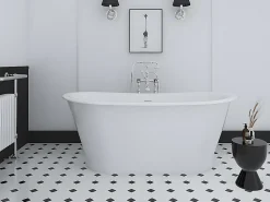 Baignoire Îlot|Vente-unique Baignoire îlot ovale - style retro - 180 L - 150 x 74 x 63 cm - Blanche - Acrylique - PELMATO