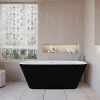 AICA Sanitaire Baignoire îlot ovale bicolore - 280L - 170x78x60 cm - intérieur blanc + extérieur noir mat - Design moderne en acrylique