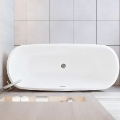 AICA Sanitaire Baignoire îlot ovale bicolore - 280L - 170x78x60 cm - intérieur blanc + extérieur noir mat - Design moderne en acrylique