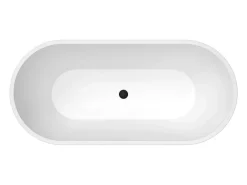 Baignoire Îlot|Vente-unique Baignoire îlot ovale blanche avec pieds noirs - 160 x 73,5 x 59 cm - ALONSA