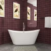 Baignoire Îlot|AICA Sanitaire Baignoire îlot ovale blanc en Acrylique - 206L - L.150 x l.72 x H.65cm - Préassemblée, facile à installer ,by AICA