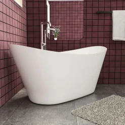 Baignoire Îlot|AICA Sanitaire Baignoire îlot ovale blanc en Acrylique - 206L - L.150 x l.72 x H.65cm - Préassemblée, facile à installer ,by AICA