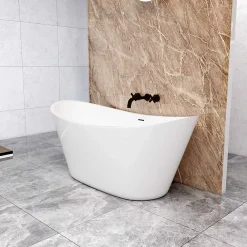 Baignoire Îlot|AICA Sanitaire Baignoire îlot ovale L.150 x l.72 x H.65cm blanc en Acrylique - avec Bonde et trop plein , by AICA