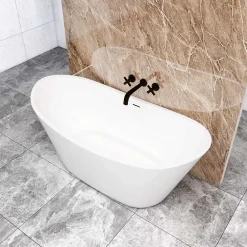 Baignoire Îlot|AICA Sanitaire Baignoire îlot ovale L.150 x l.72 x H.65cm blanc en Acrylique - avec Bonde et trop plein , by AICA