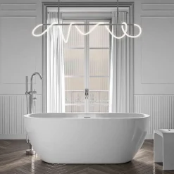 Bernstein Baignoire îlot ovale moderne salle de bain Acrylique - Garantie 5 ans - Blanc brillant - 165.5x74.5x58cm - ROMA PLUS 2.0