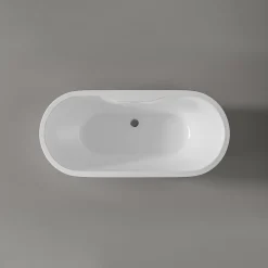 Bernstein Baignoire îlot ovale moderne salle de bain Acrylique - Garantie 5 ans - Blanc brillant - 165.5x74.5x58cm - ROMA PLUS 2.0