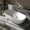 Bernstein Baignoire îlot ovale moderne 180x87x54cm Blanc mat fonte minérale, isolation thermique - OCEAN STONE - Sans Robinet ni siphon