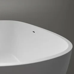 Bernstein Baignoire îlot ovale moderne 180x87x54cm Blanc mat fonte minérale, isolation thermique - OCEAN STONE - Sans Robinet ni siphon
