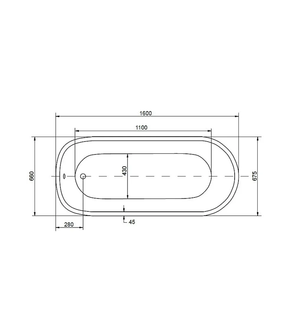 Azura Home Design Baignoire îlot PALAO II 160x68 cm