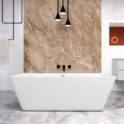 Baignoire Îlot|AICA Sanitaire Baignoire îlot rectangulaire L.170 x l.80 x H.58cm blanc en Acrylique - avec Bonde et trop plein , by AICA