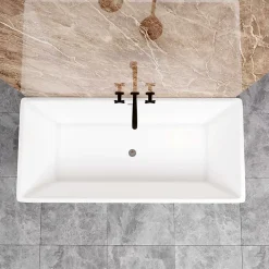 Baignoire Îlot|AICA Sanitaire Baignoire îlot rectangulaire L.170 x l.80 x H.58cm blanc en Acrylique - avec Bonde et trop plein , by AICA