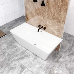 Baignoire Îlot|AICA Sanitaire Baignoire îlot rectangulaire L.170 x l.80 x H.58cm blanc en Acrylique - avec Bonde et trop plein , by AICA