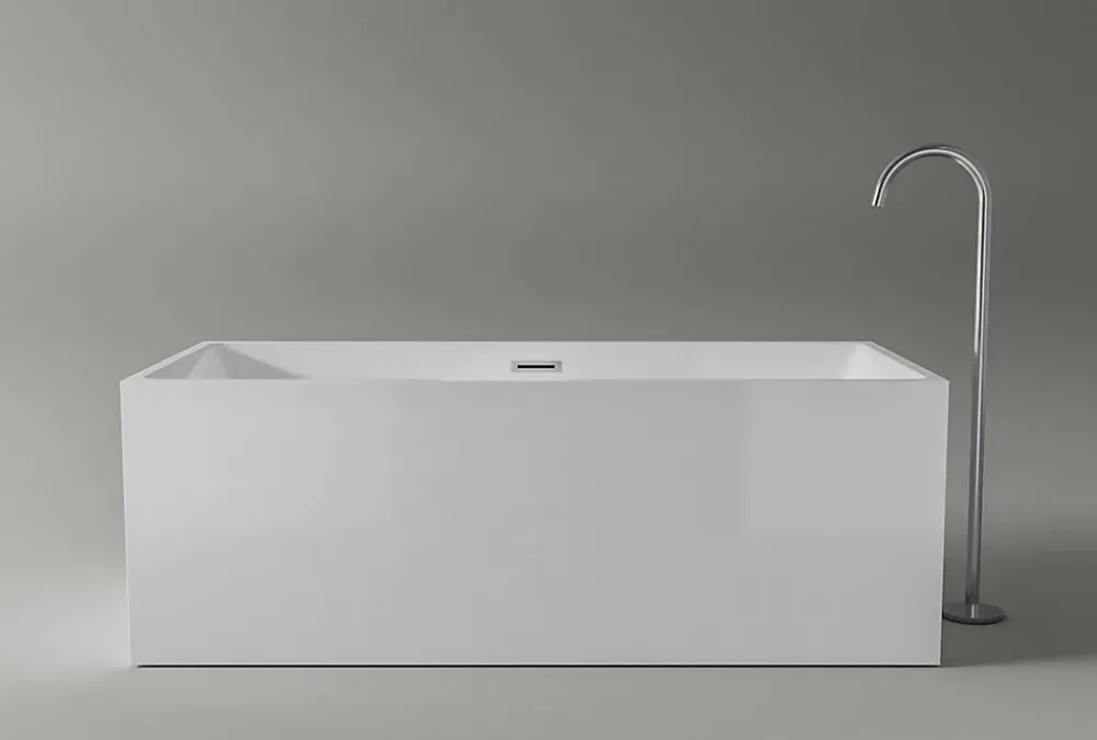 Baignoire Îlot|Bernstein Baignoire îlot rectangulaire VERONA acrylique blanc - 170x80x60cm - Garantie 5 ans - Avec robinet mitigeur 1521, Sans siphon