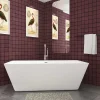 Baignoire Îlot|AICA Sanitaire Baignoire îlot rectangulaire blanc en Acrylique - 360L - L.170 x l.80 x H.58cm - Préassemblée, facile à installer ,by AICA