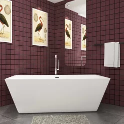 Baignoire Îlot|AICA Sanitaire Baignoire îlot rectangulaire blanc en Acrylique - 360L - L.170 x l.80 x H.58cm - Préassemblée, facile à installer ,by AICA