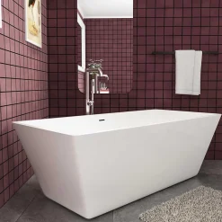 Baignoire Îlot|AICA Sanitaire Baignoire îlot rectangulaire blanc en Acrylique - 360L - L.170 x l.80 x H.58cm - Préassemblée, facile à installer ,by AICA