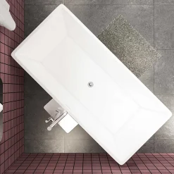 Baignoire Îlot|AICA Sanitaire Baignoire îlot rectangulaire blanc en Acrylique - 360L - L.170 x l.80 x H.58cm - Préassemblée, facile à installer ,by AICA
