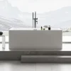 Bernstein Baignoire îlot rectangulaire VERONA acrylique blanc - 170x80x60cm - Garantie 5 ans - Avec robinet mitigeur 8028, Avec siphon