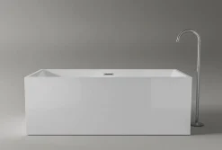 Bernstein Baignoire îlot rectangulaire VERONA acrylique blanc - 170x80x60cm - Garantie 5 ans - Avec robinet mitigeur 8028, Avec siphon