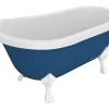Vente-unique Baignoire îlot rétro avec pieds de lion blancs - 200 L - 145 x 74 x 77 cm - Bleu - NISOS II