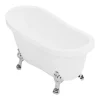 Baignoire Îlot|Vente-unique Baignoire îlot rétro avec pieds de lion argentés - 200 L - 145 x 74 x 77 cm - Blanche - NISOS II