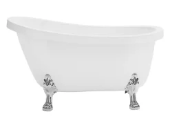 Baignoire Îlot|Vente-unique Baignoire îlot rétro avec pieds de lion argentés - 200 L - 145 x 74 x 77 cm - Blanche - NISOS II