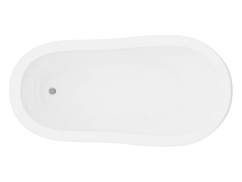 Baignoire Îlot|Vente-unique Baignoire îlot rétro avec pieds de lion argentés - 200 L - 145 x 74 x 77 cm - Blanche - NISOS II