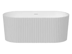 Baignoire Îlot|Vente-unique Baignoire îlot striée en acrylique - Blanc brillant - 230L - 170 x 80 x 58 cm - ALIENA