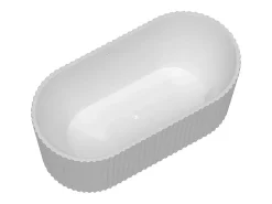 Baignoire Îlot|Vente-unique Baignoire îlot striée en acrylique - Blanc brillant - 230L - 170 x 80 x 58 cm - ALIENA